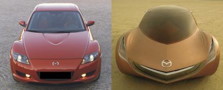 A Mazda RX-8 és a Ryuga koncepció autó is már ez egy középső légbeömlős első orrkiképzéssel készült. A Mazda RX-8 és a Ryuga koncepció autó is már ez egy középső légbeömlős első orrkiképzéssel készült.