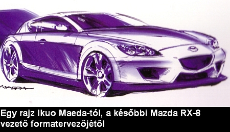 Ikuo Maeda egyik rajza, a leendő RX-8 sportautóról.